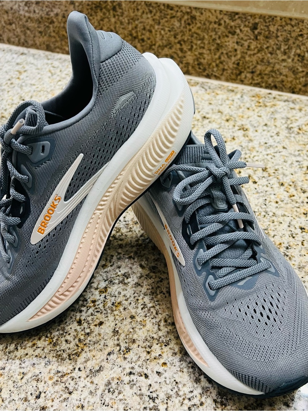 Brooks womens Ghost 18 Running Shoes - Gray with light beige/orange! New model